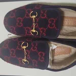 Gucci wool GG covered moccasin.